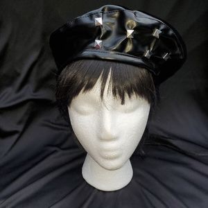 PU Leather Studded Beret Hat